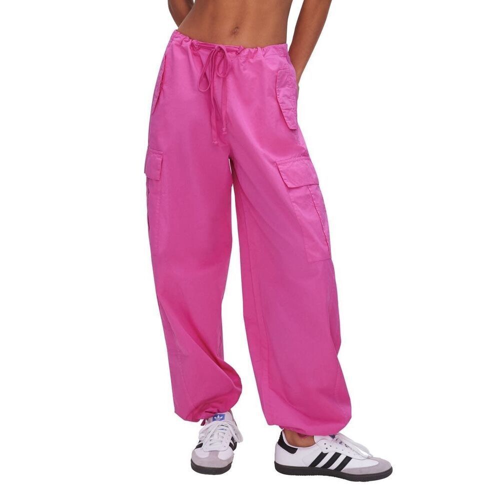 Good American Parachute Cargo Joggers Pink NEW NWT